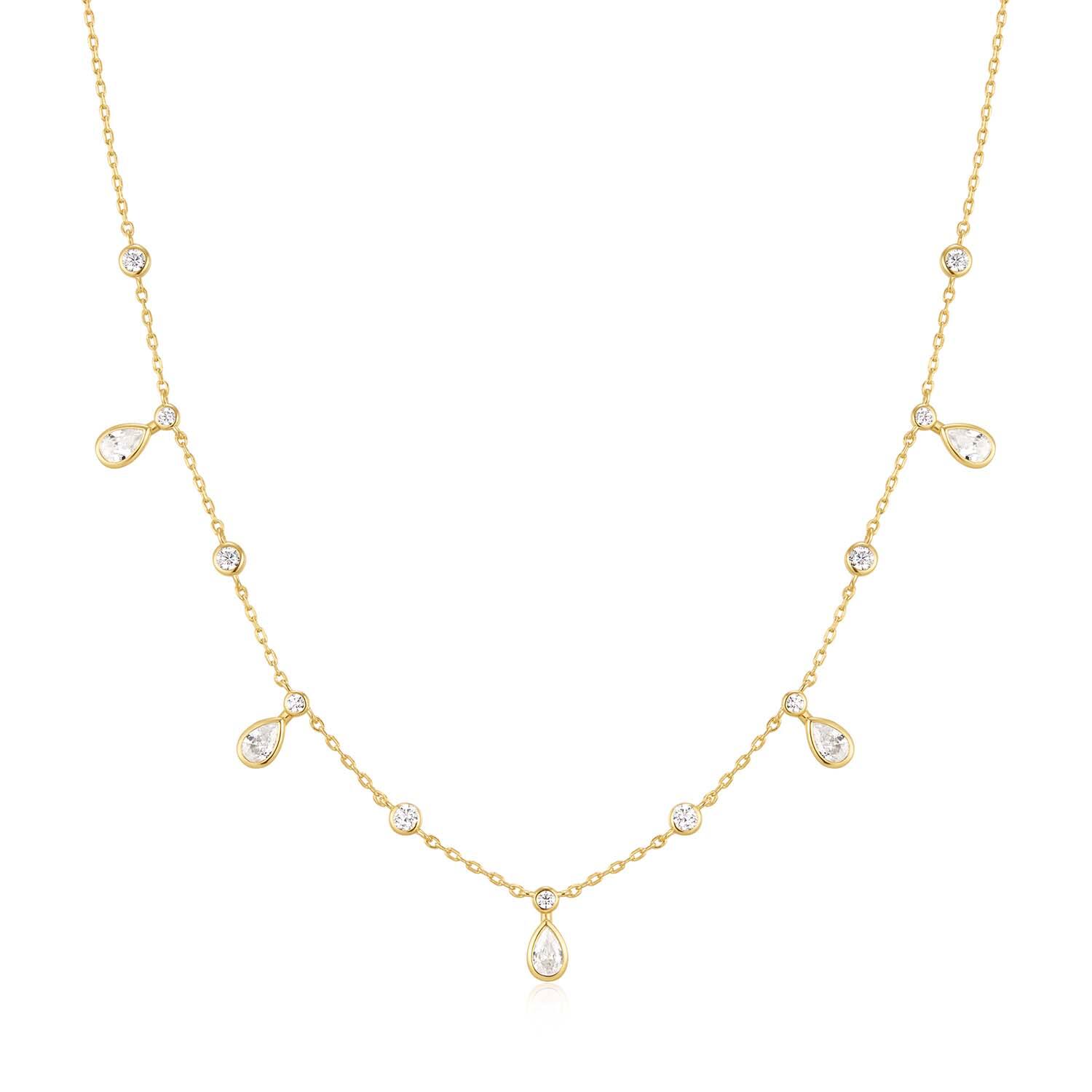  Wanderer - Gliederketten - Silber / 14kt GP - Zirkonia - 45cm